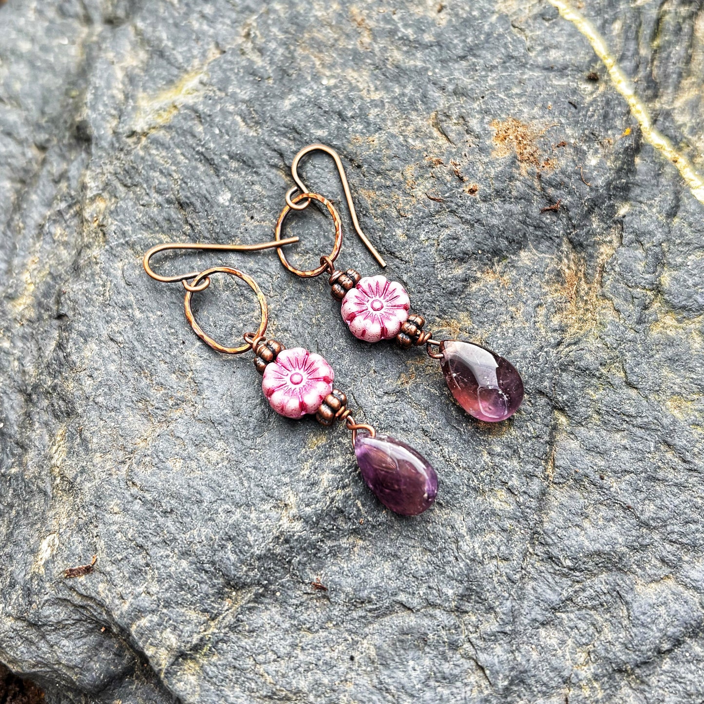 Amethyst Flower Earrings