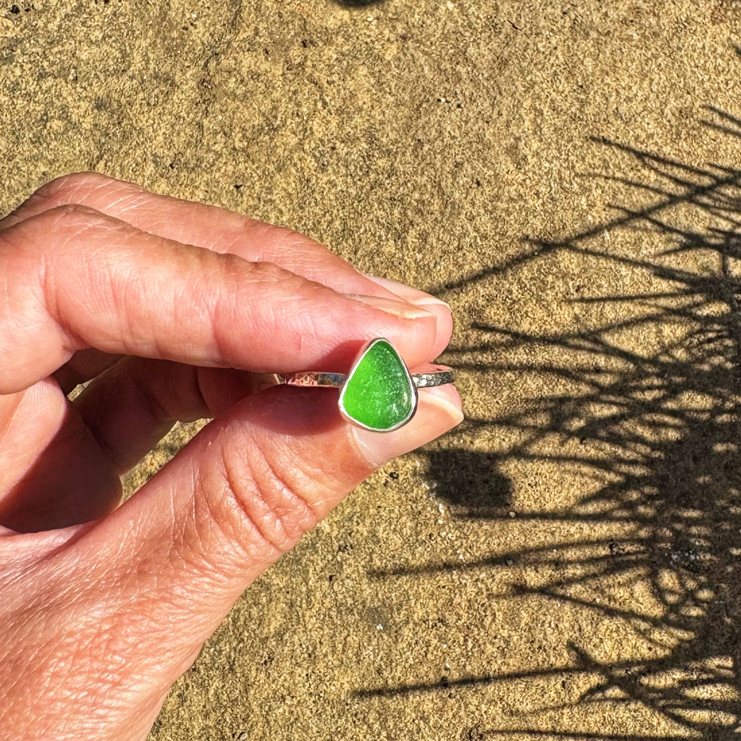 Emerald Green Sea Glass Ring