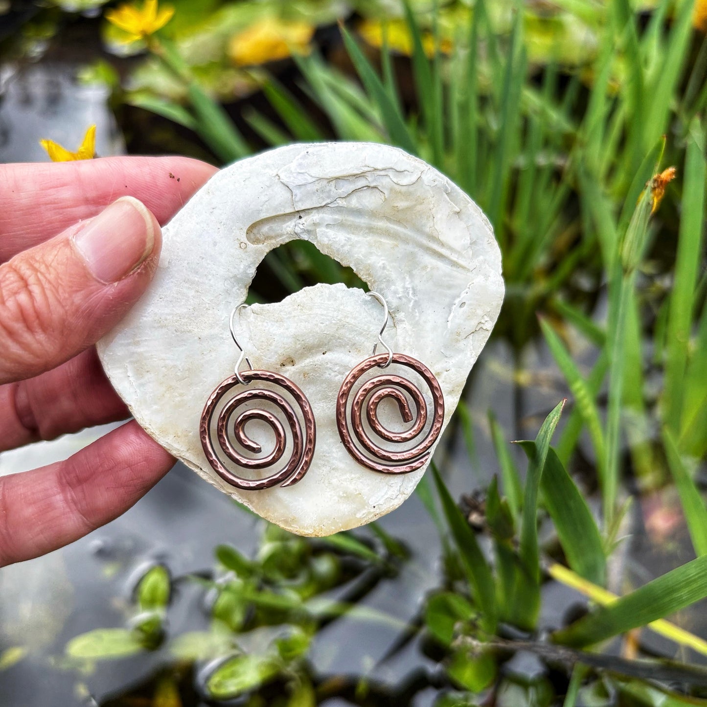Copper Spiral Wave Earrings