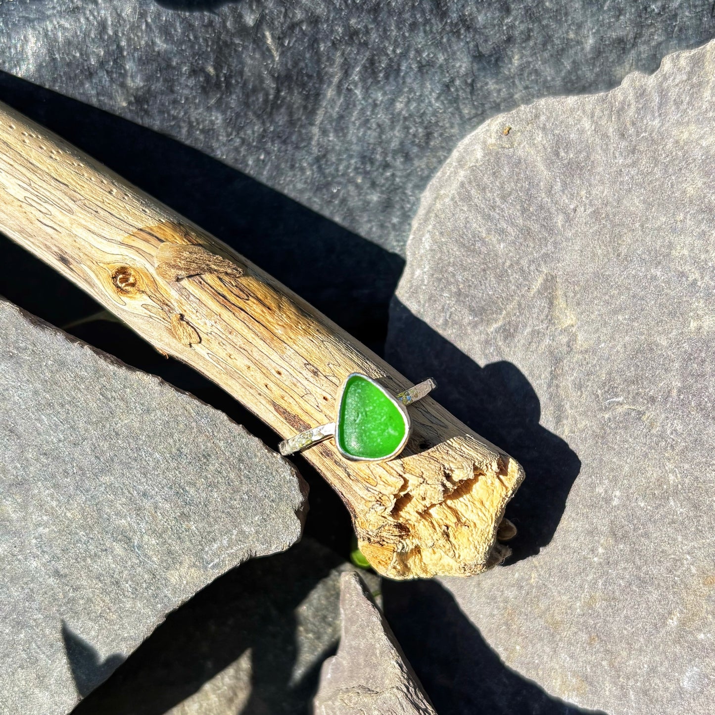 Emerald Green Sea Glass Ring