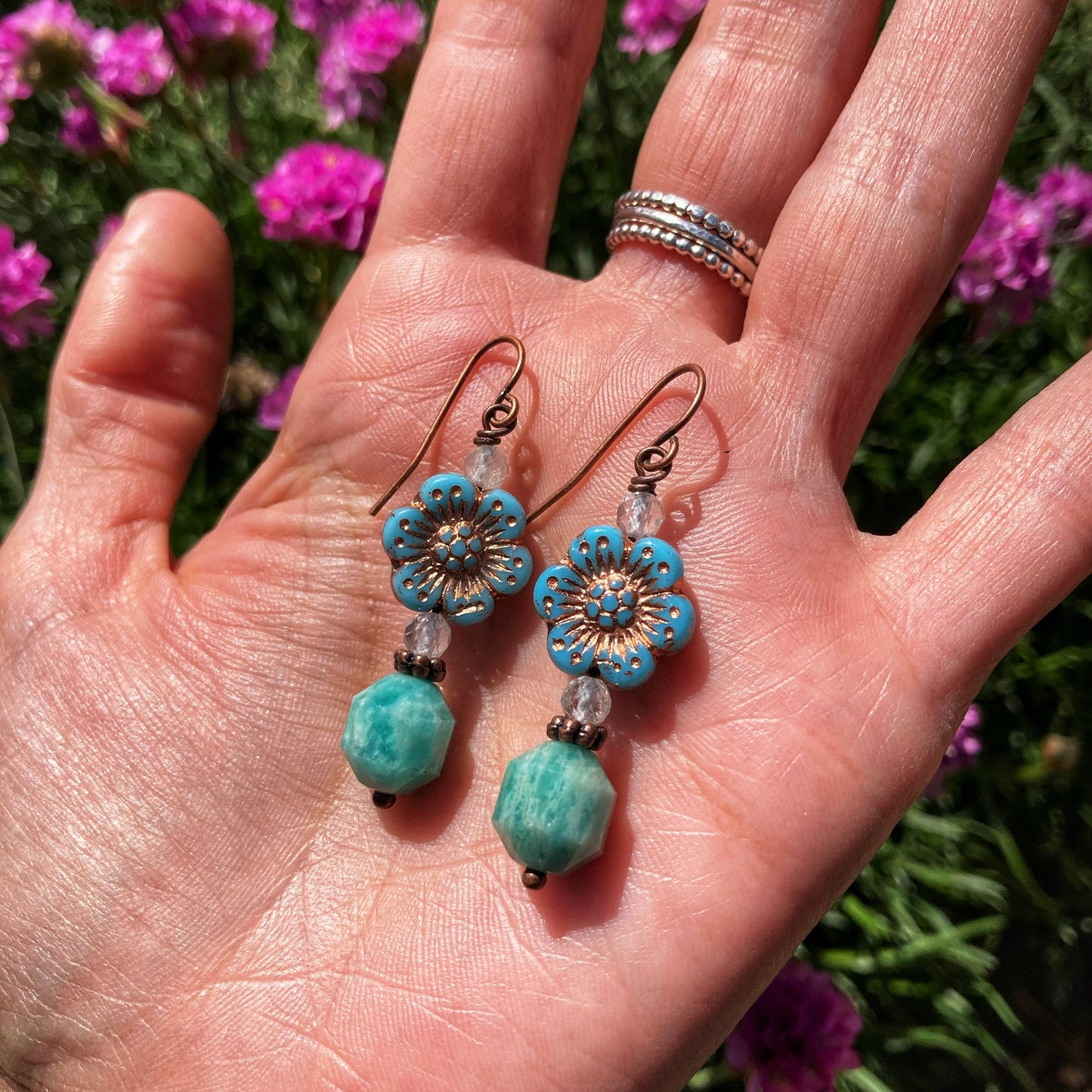 Amazonite Primrose Earrings