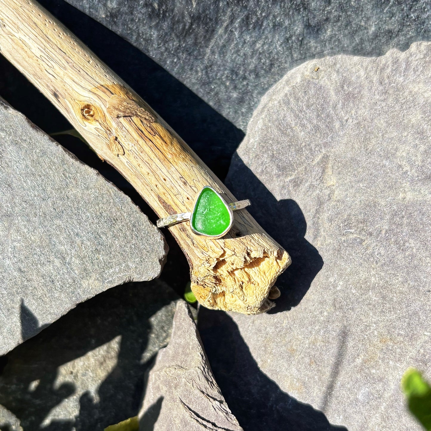 Emerald Green Sea Glass Ring
