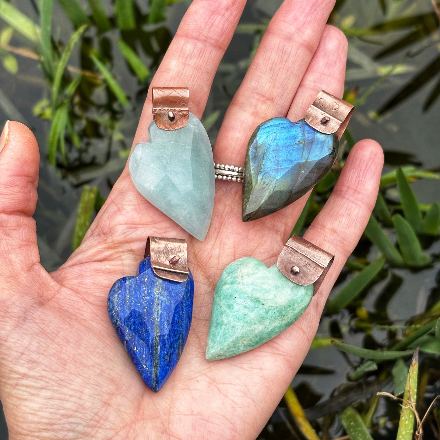 Rustic Aquamarine Heart Necklace