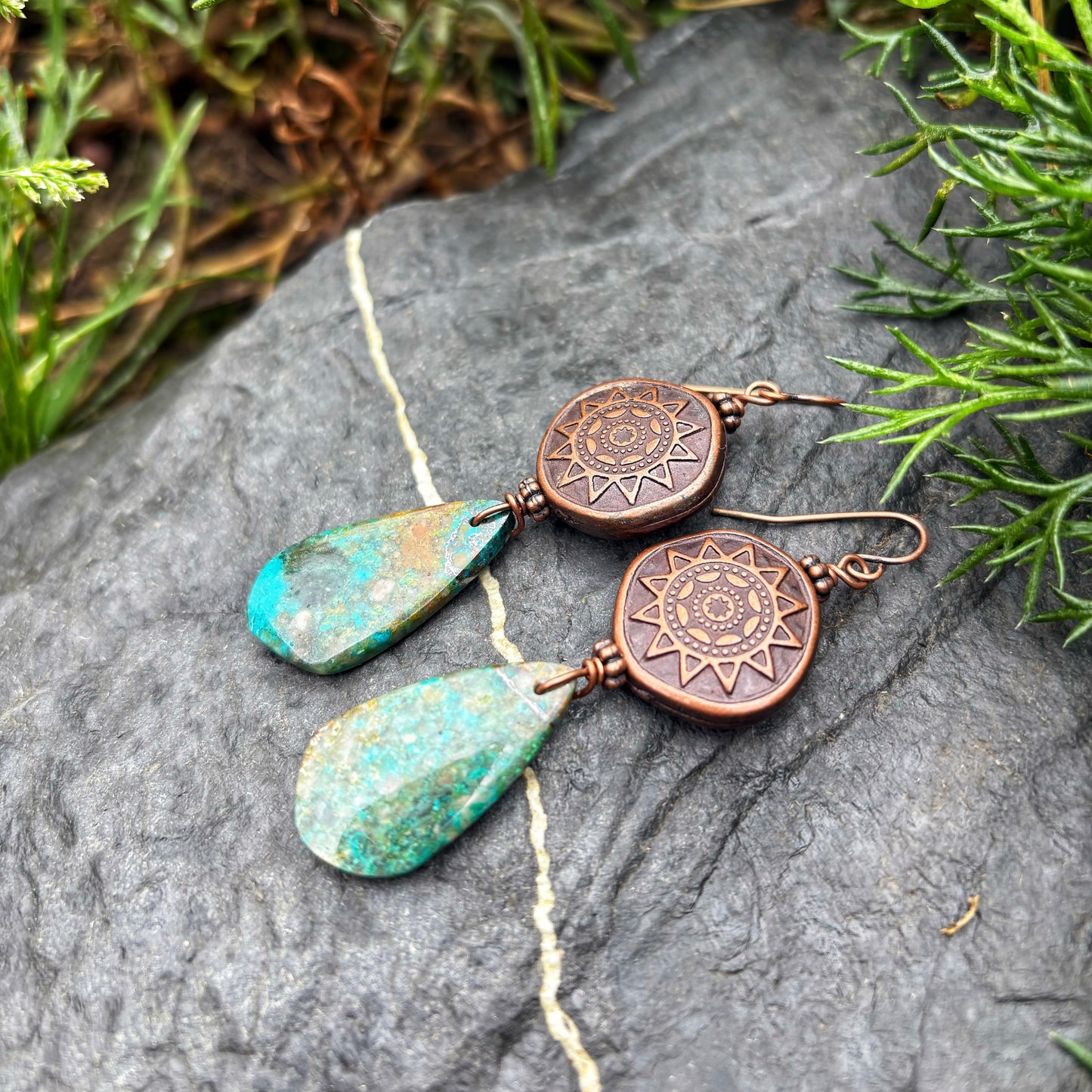 Chrysocolla Sun Earrings