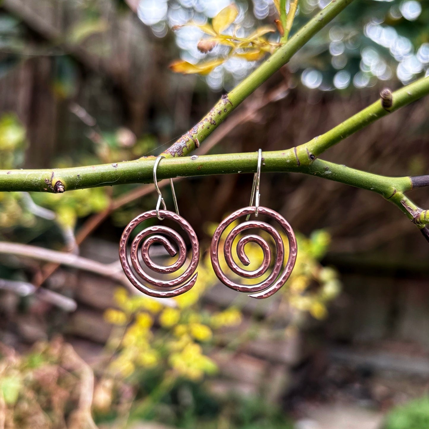 Copper Spiral Wave Earrings
