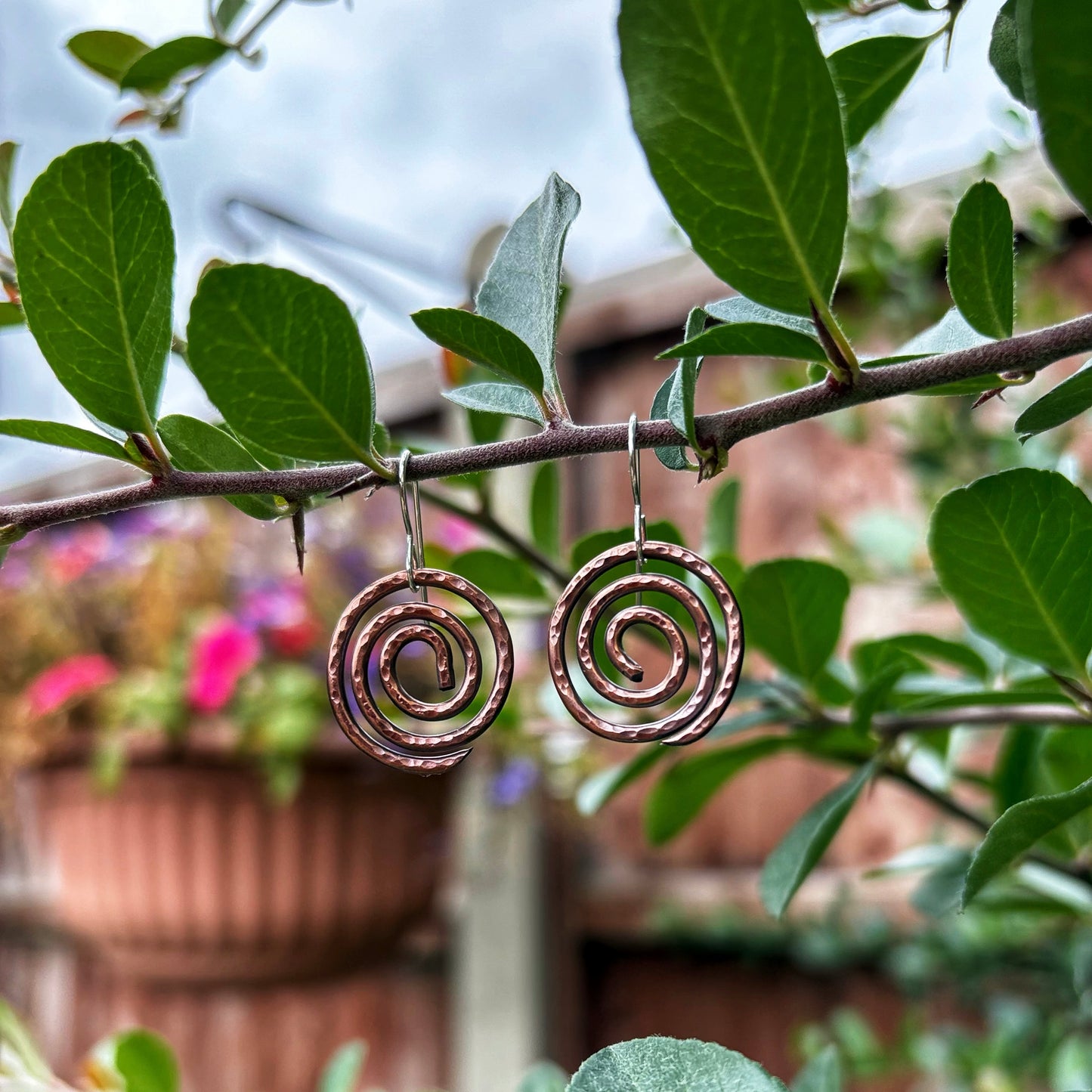 Copper Spiral Wave Earrings