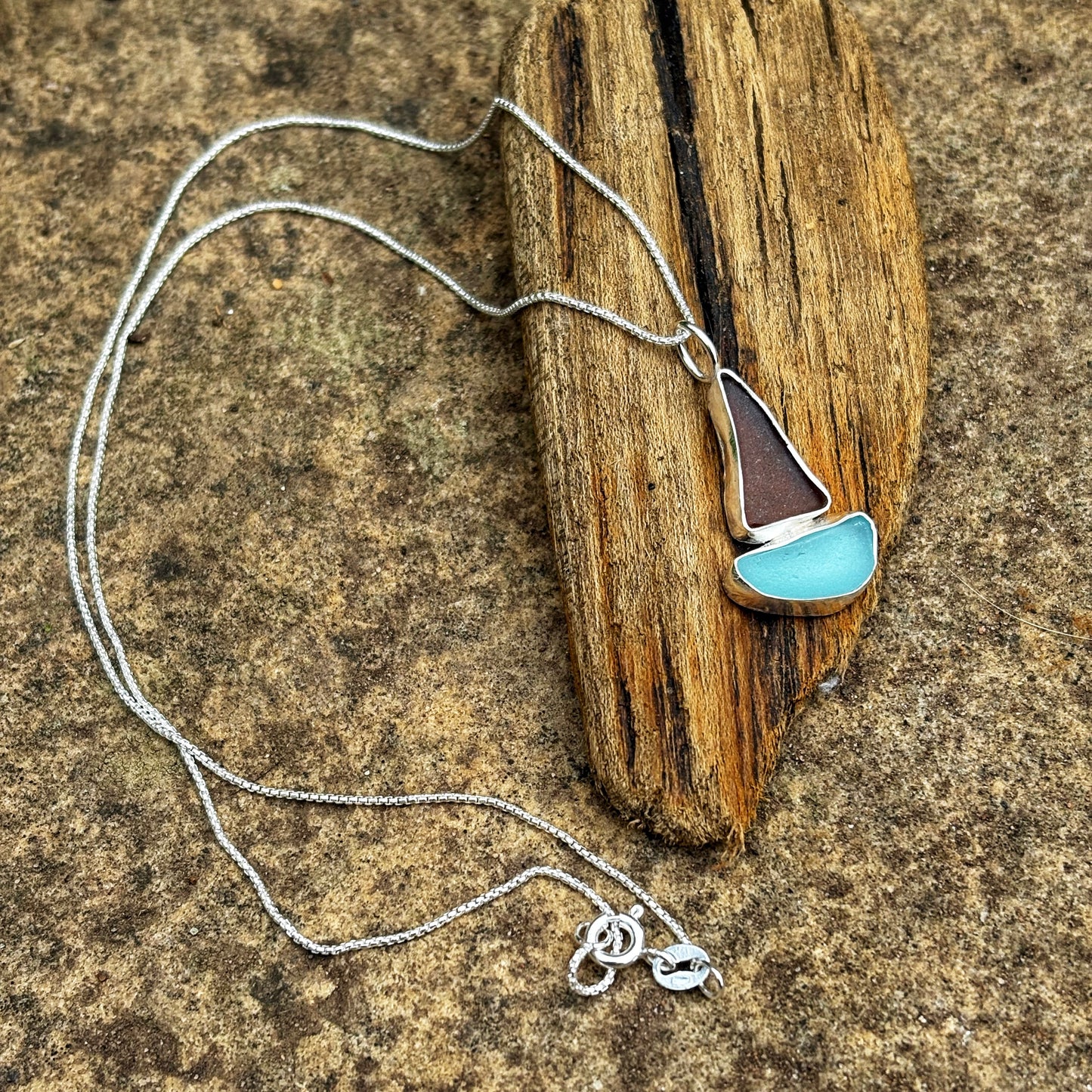 Amber Sailboat Necklace