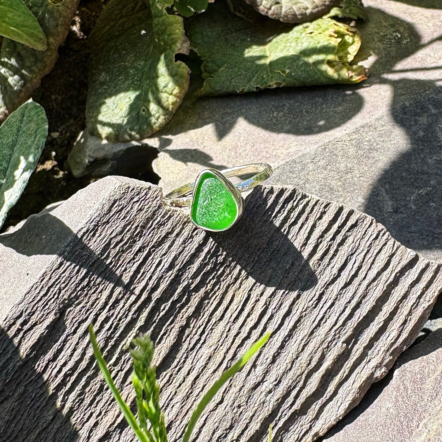 Emerald Green Sea Glass Ring