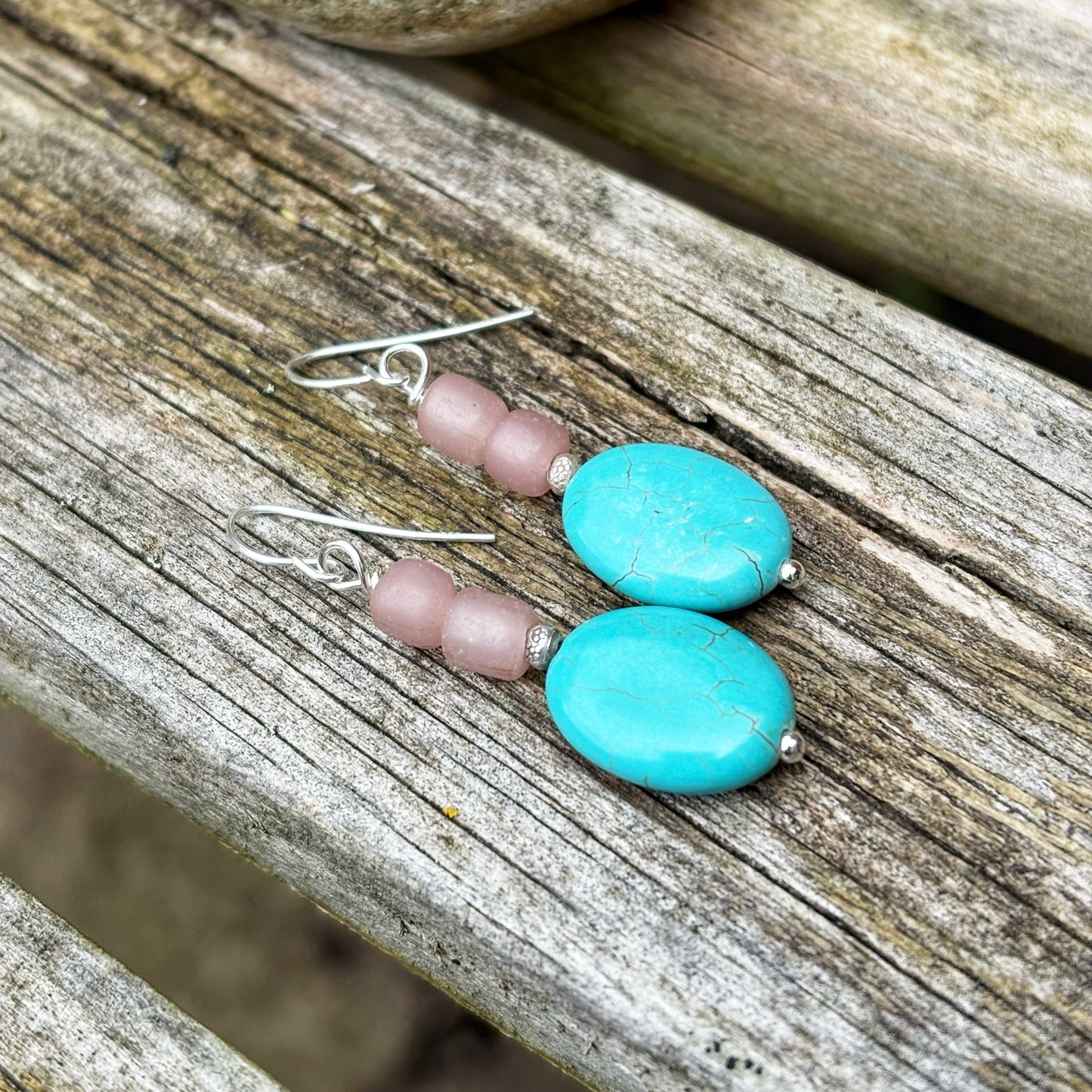 Recycled Glass Oval Earrings
