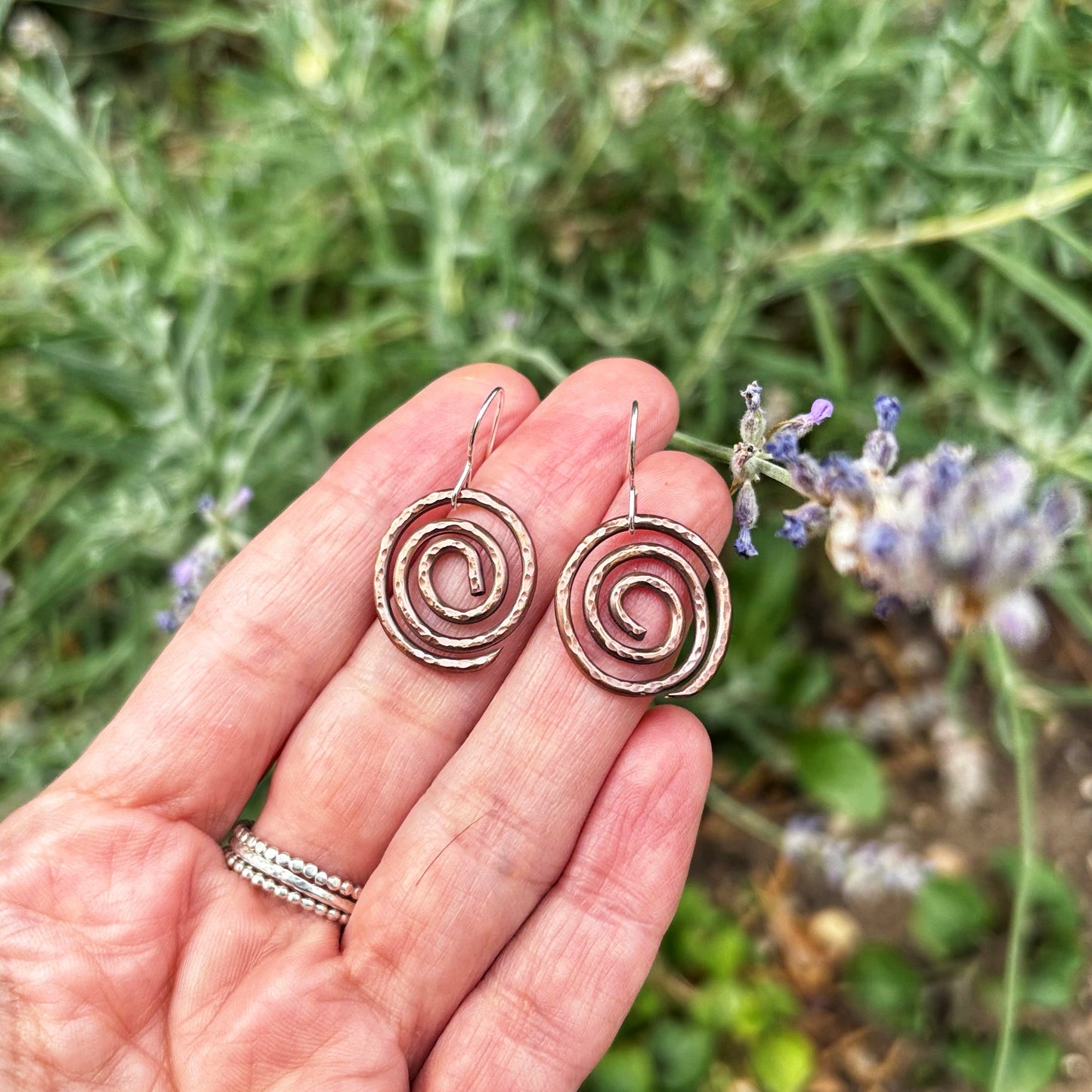 Copper Spiral Wave Earrings