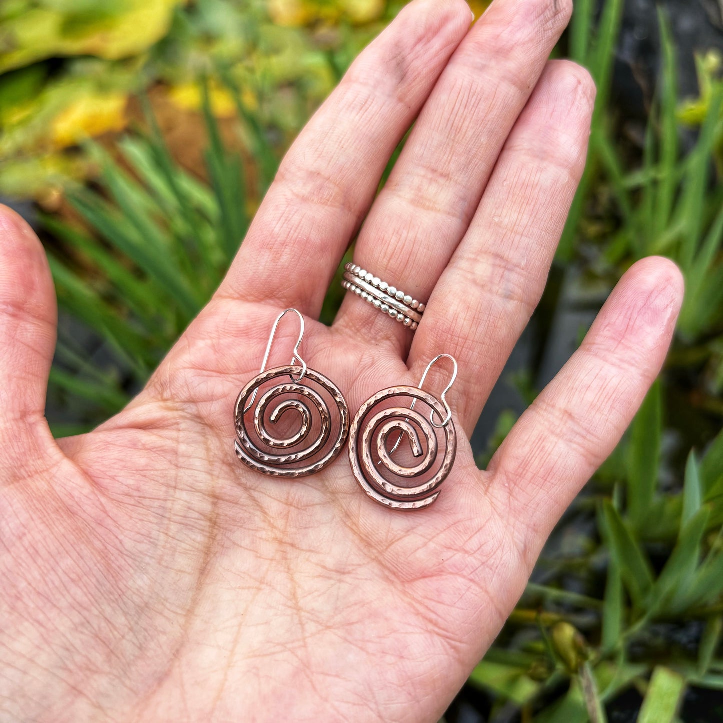 Copper Spiral Wave Earrings