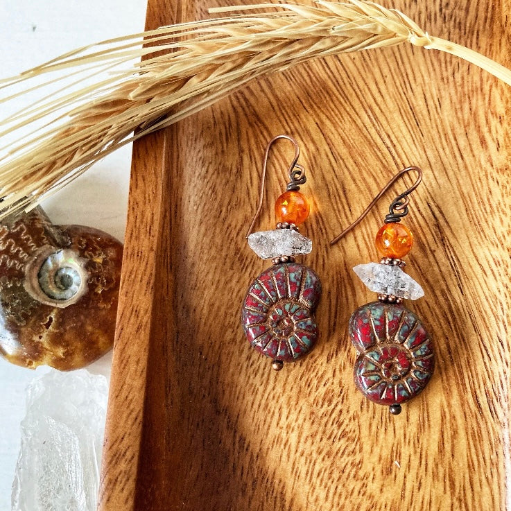 Crystal Ammonite Earrings