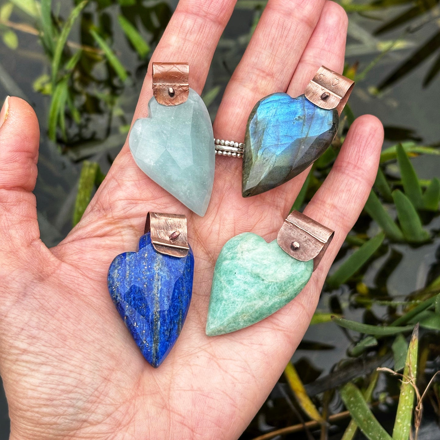 Rustic Amazonite Heart Necklace