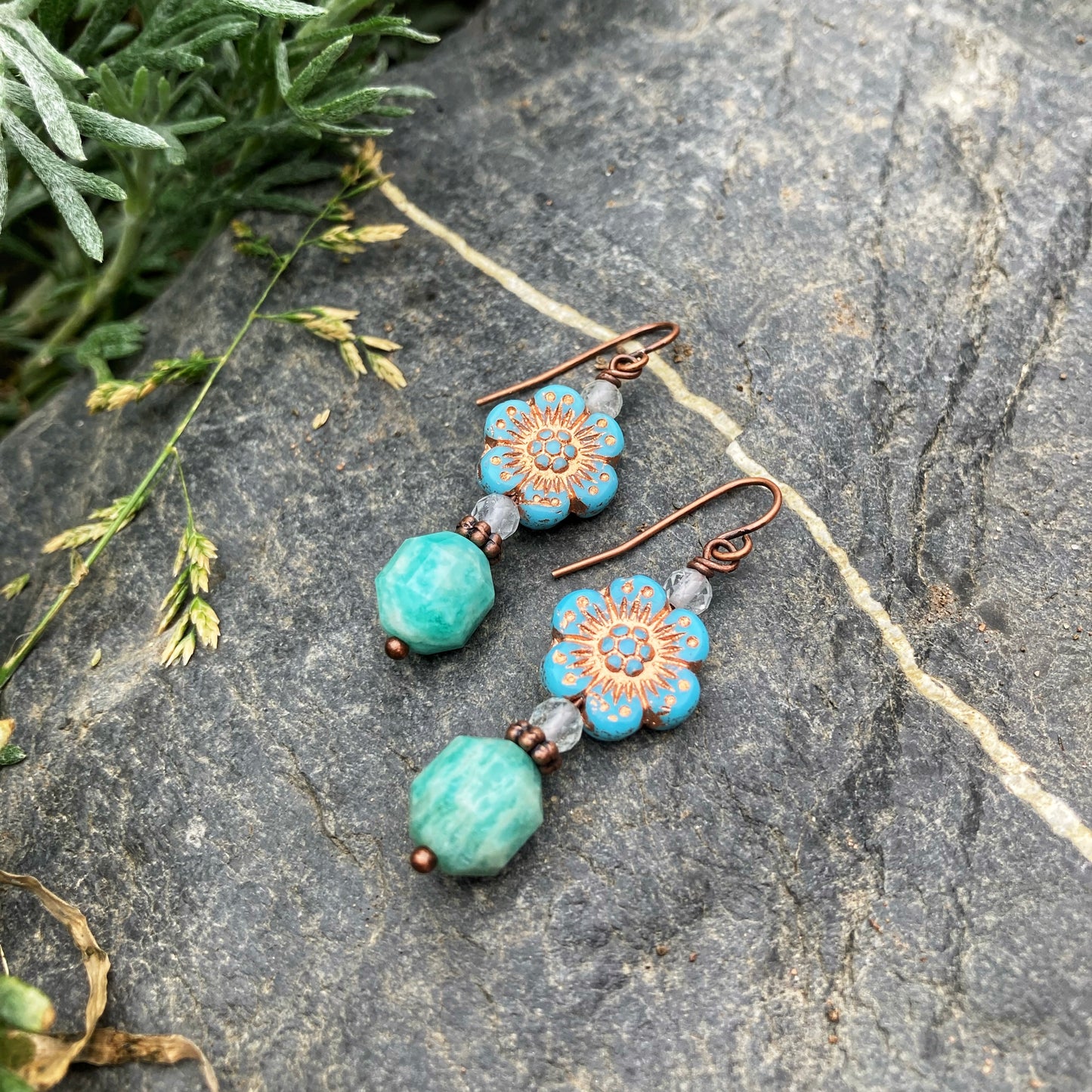 Amazonite Primrose Earrings