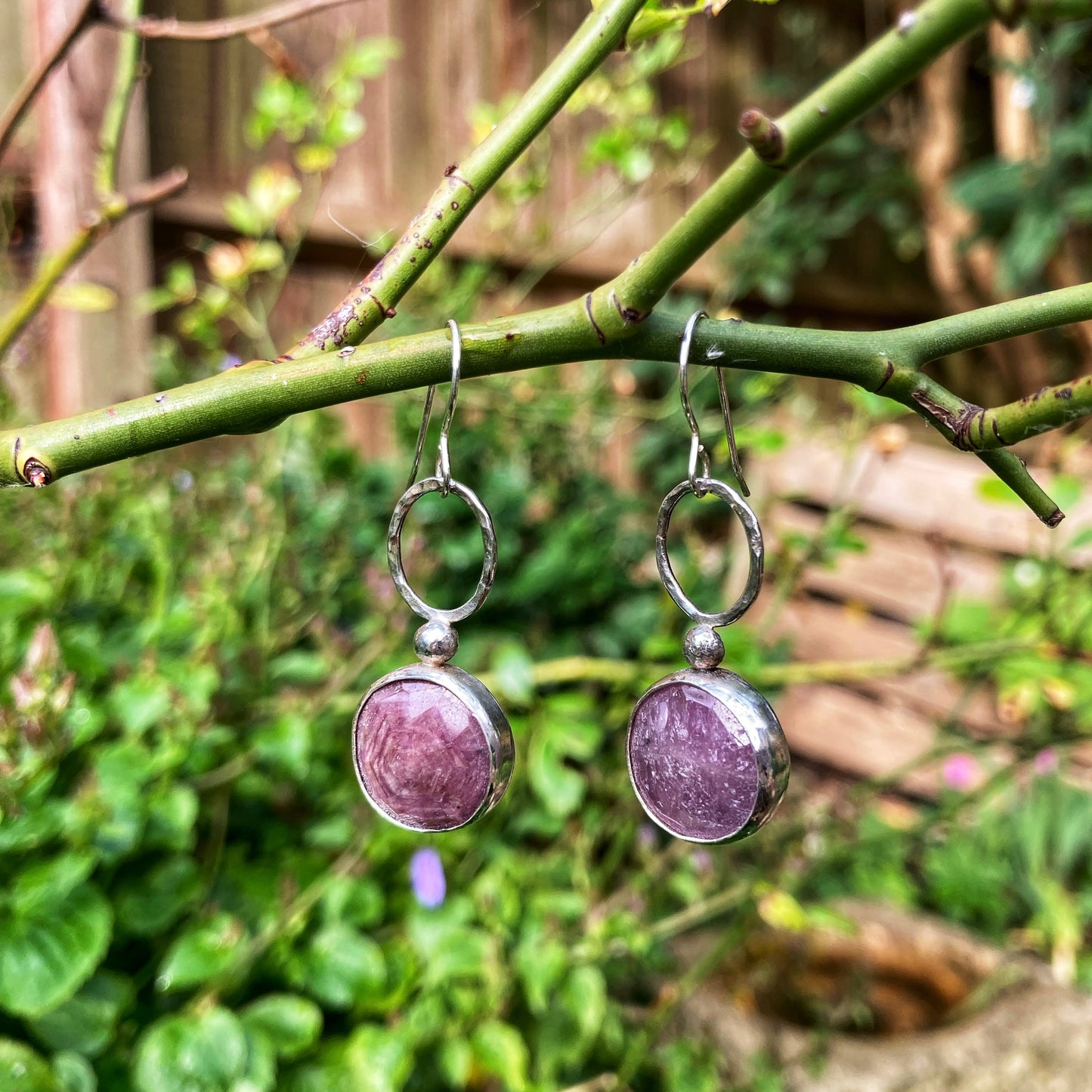 Bezel Set Pink Sapphire Earrings