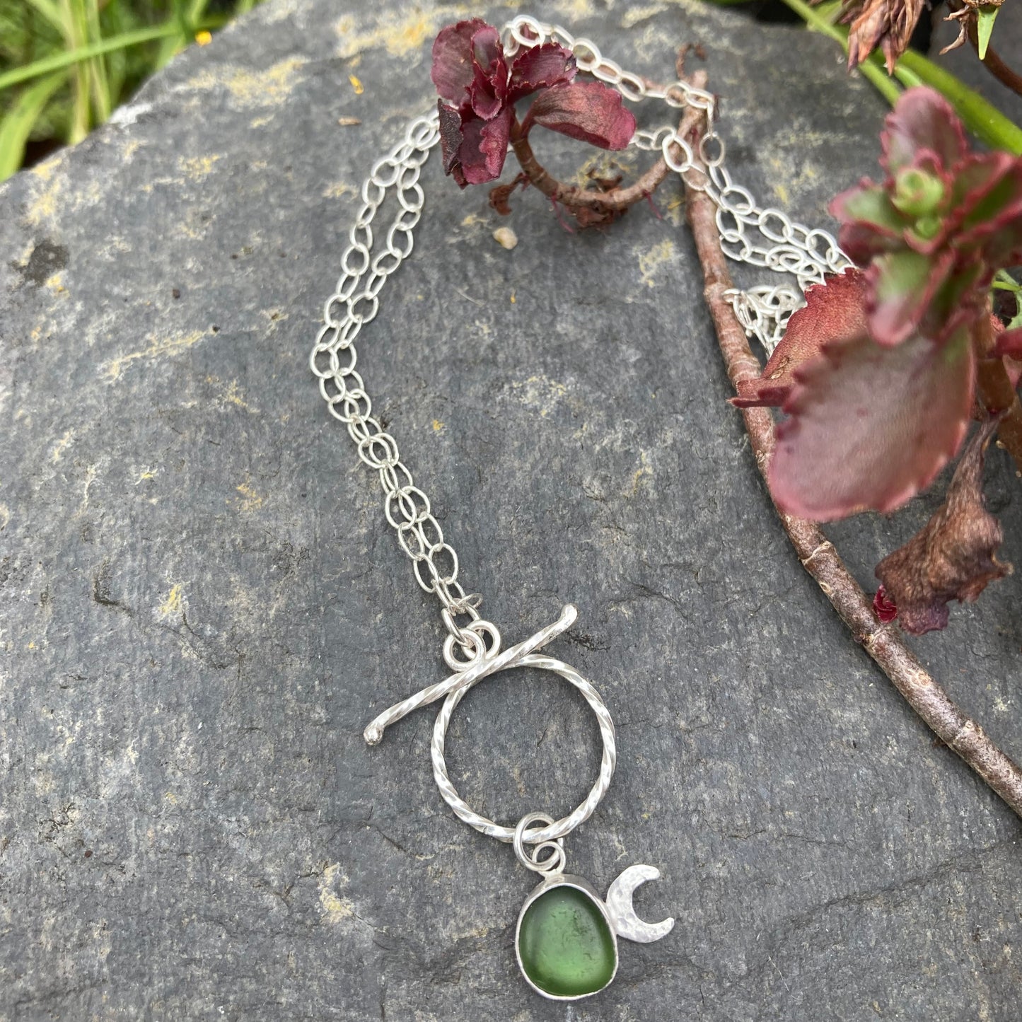 Moonlit Forest Sea Glass Necklace