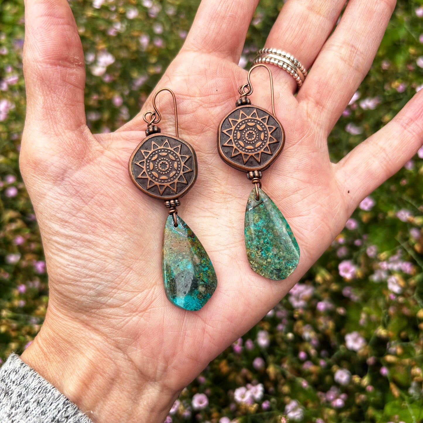 Chrysocolla Sun Earrings