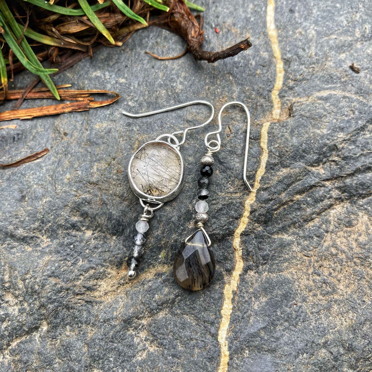 Light and Dark Moon Earrings