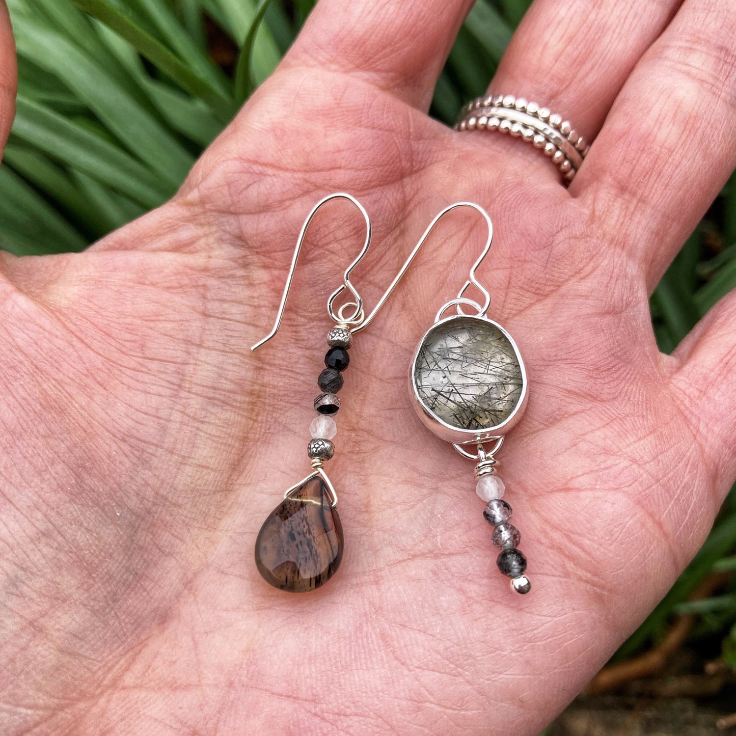 Light and Dark Moon Earrings