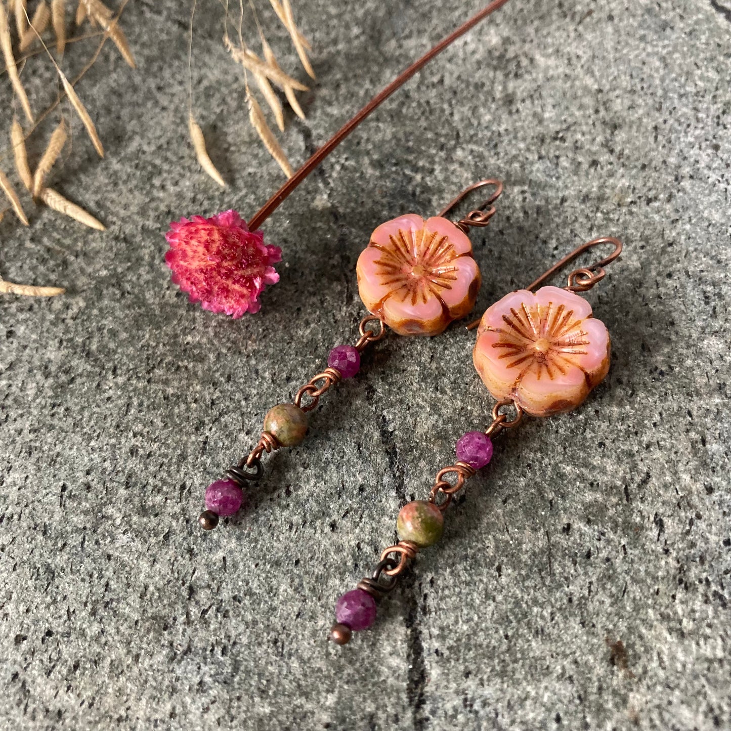 Peachy Flower Earrings