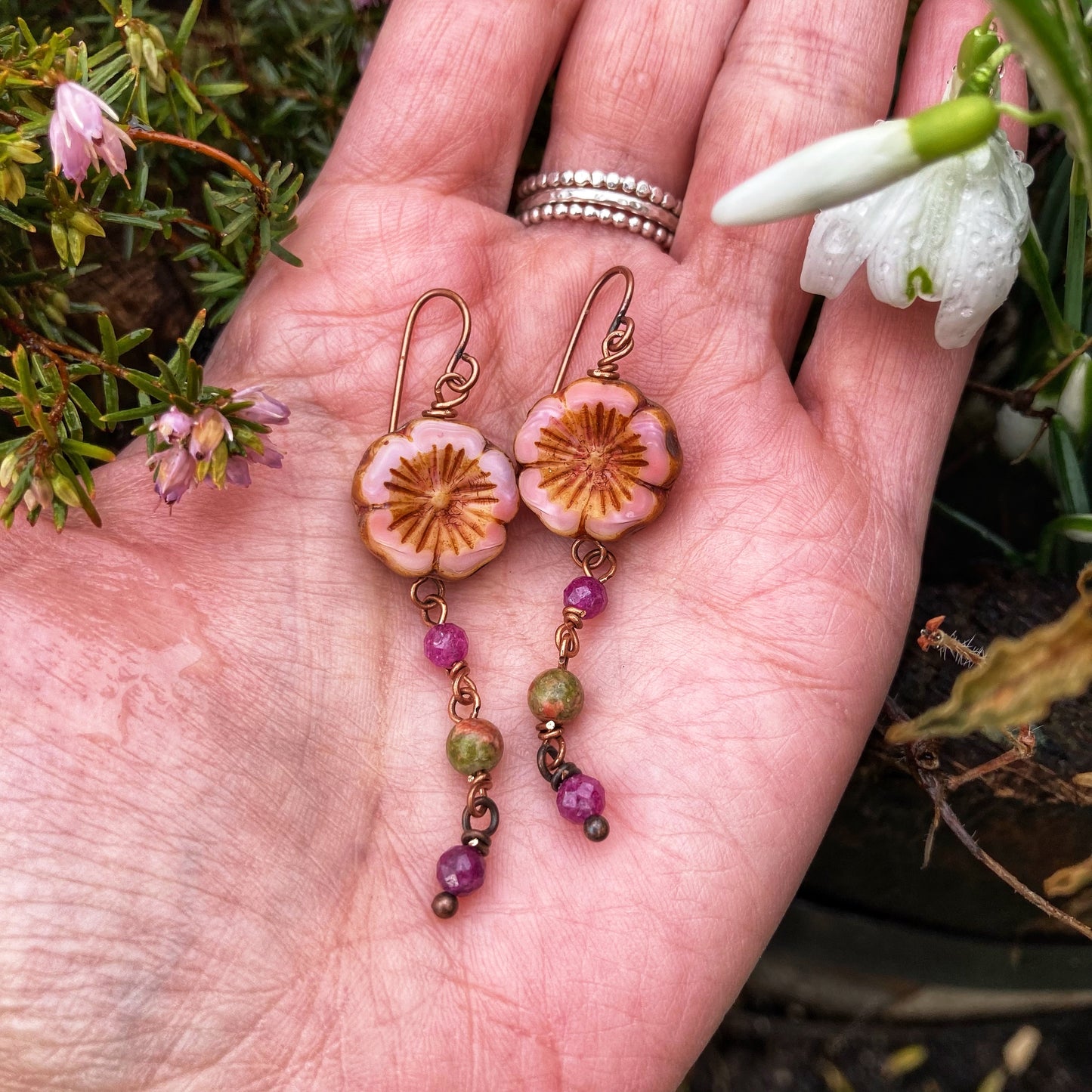 Peachy Flower Earrings