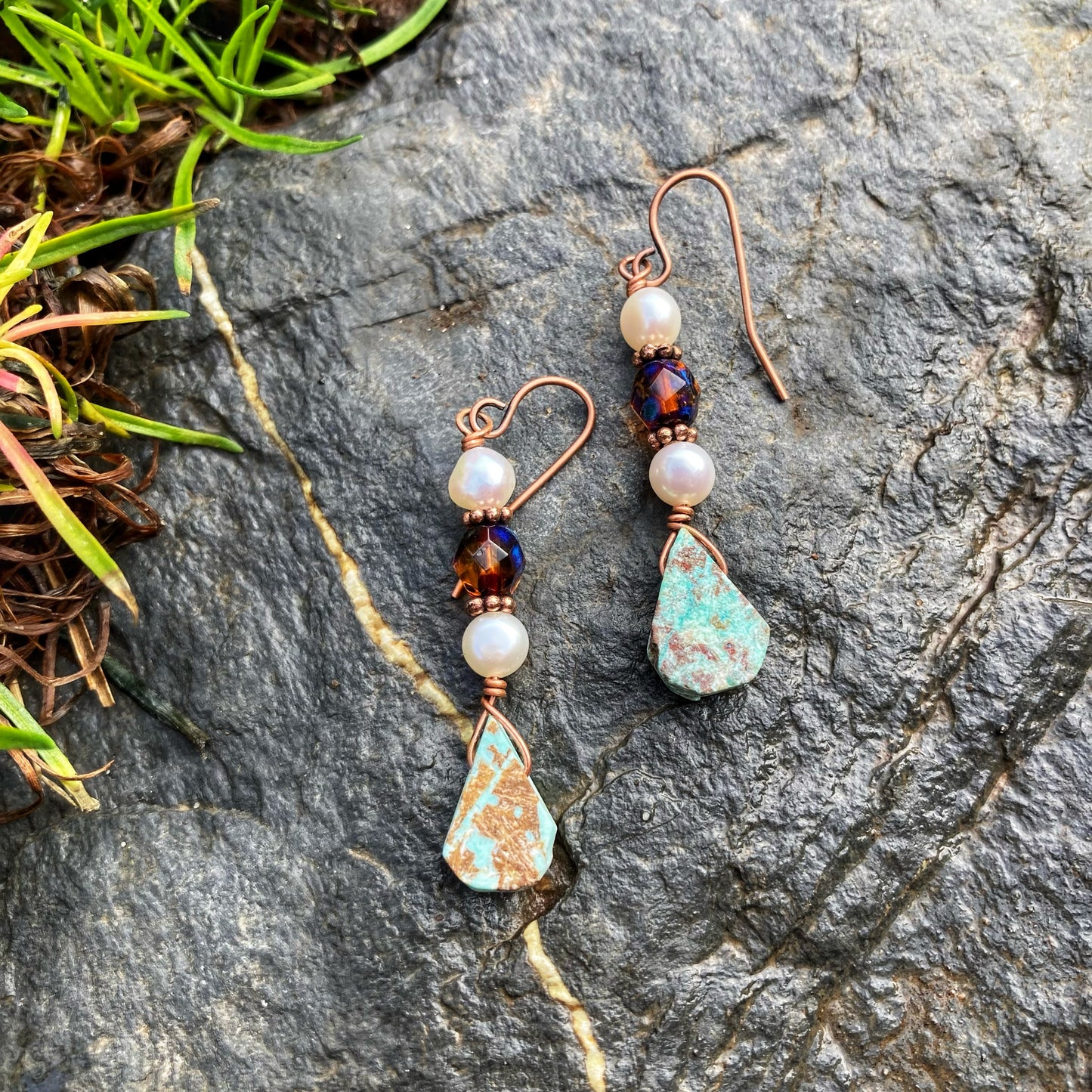 Peruvian Turquoise Chrysocolla Earrings