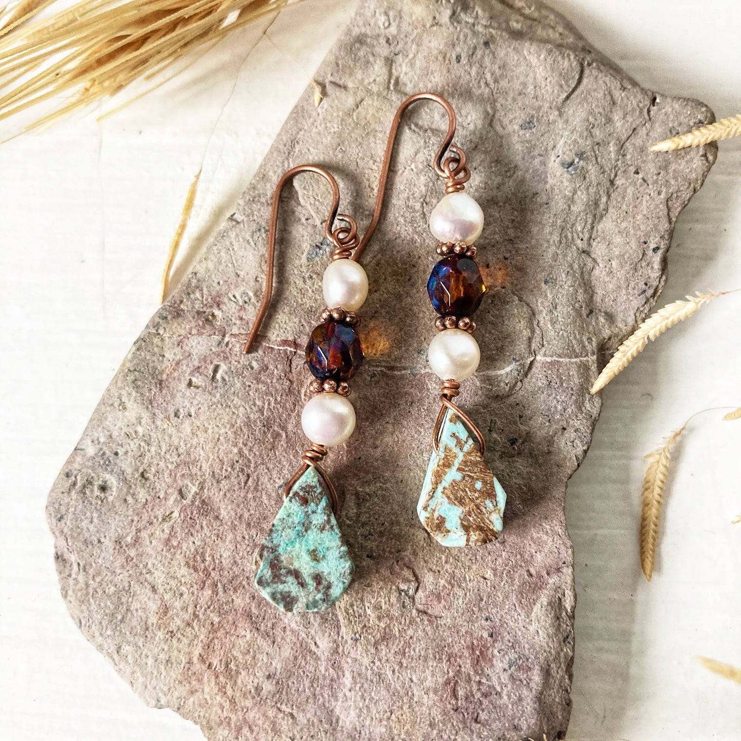 Peruvian Turquoise Chrysocolla Earrings