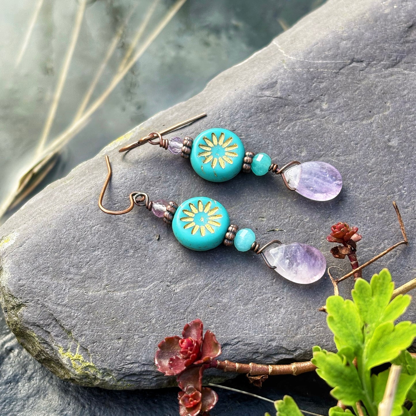 Lavender Sunburst Earrings