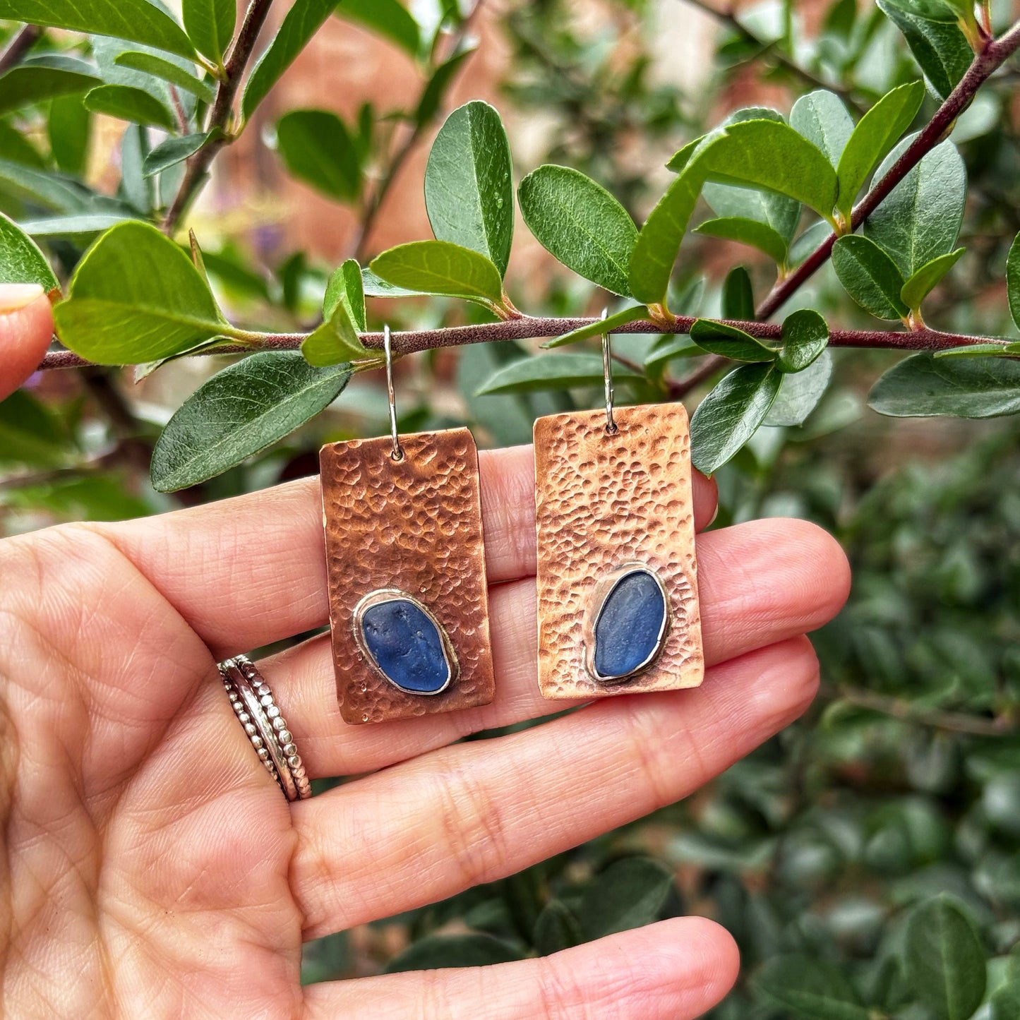 Rustic Cobalt Sea Glass Earrings