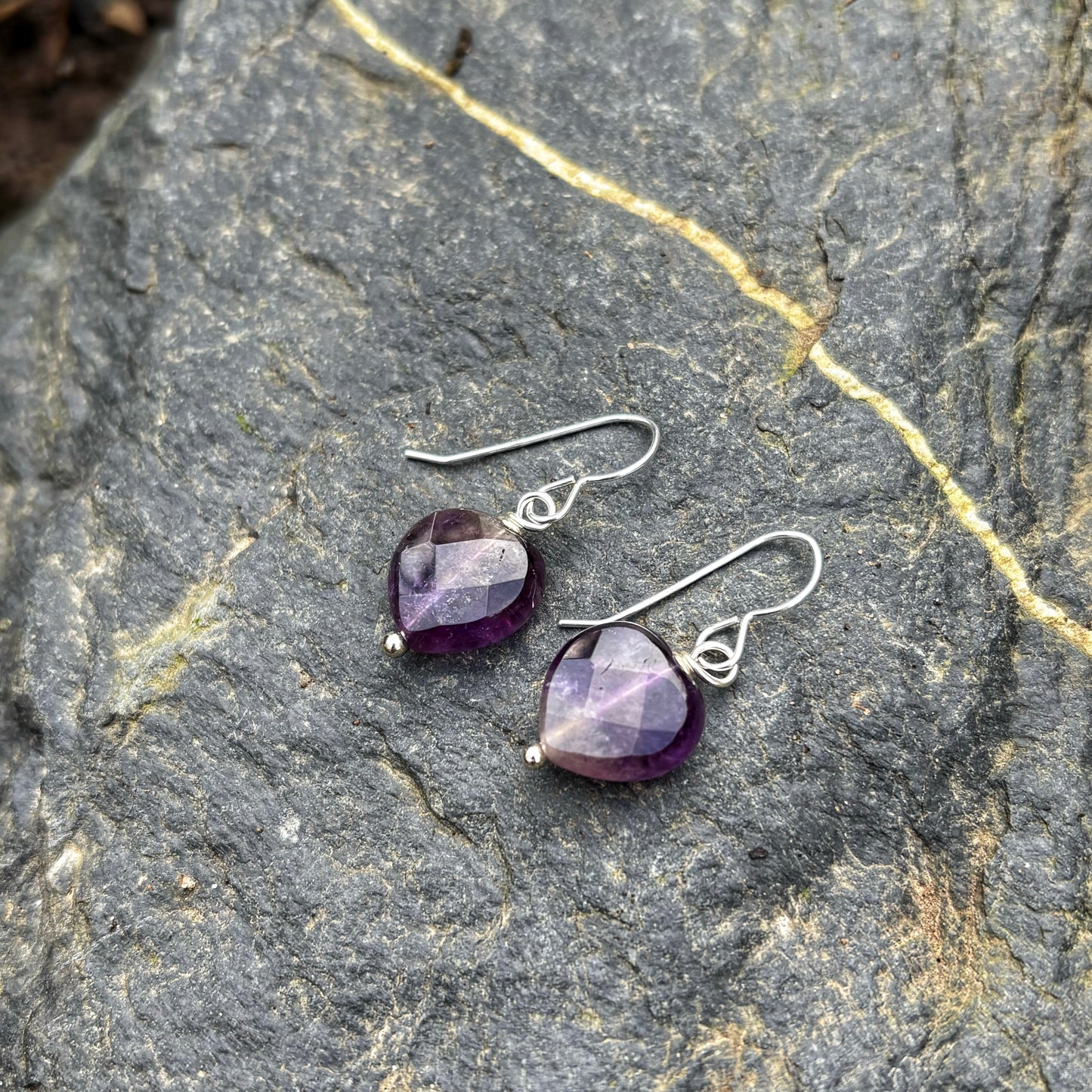 Amethyst Heart Earrings