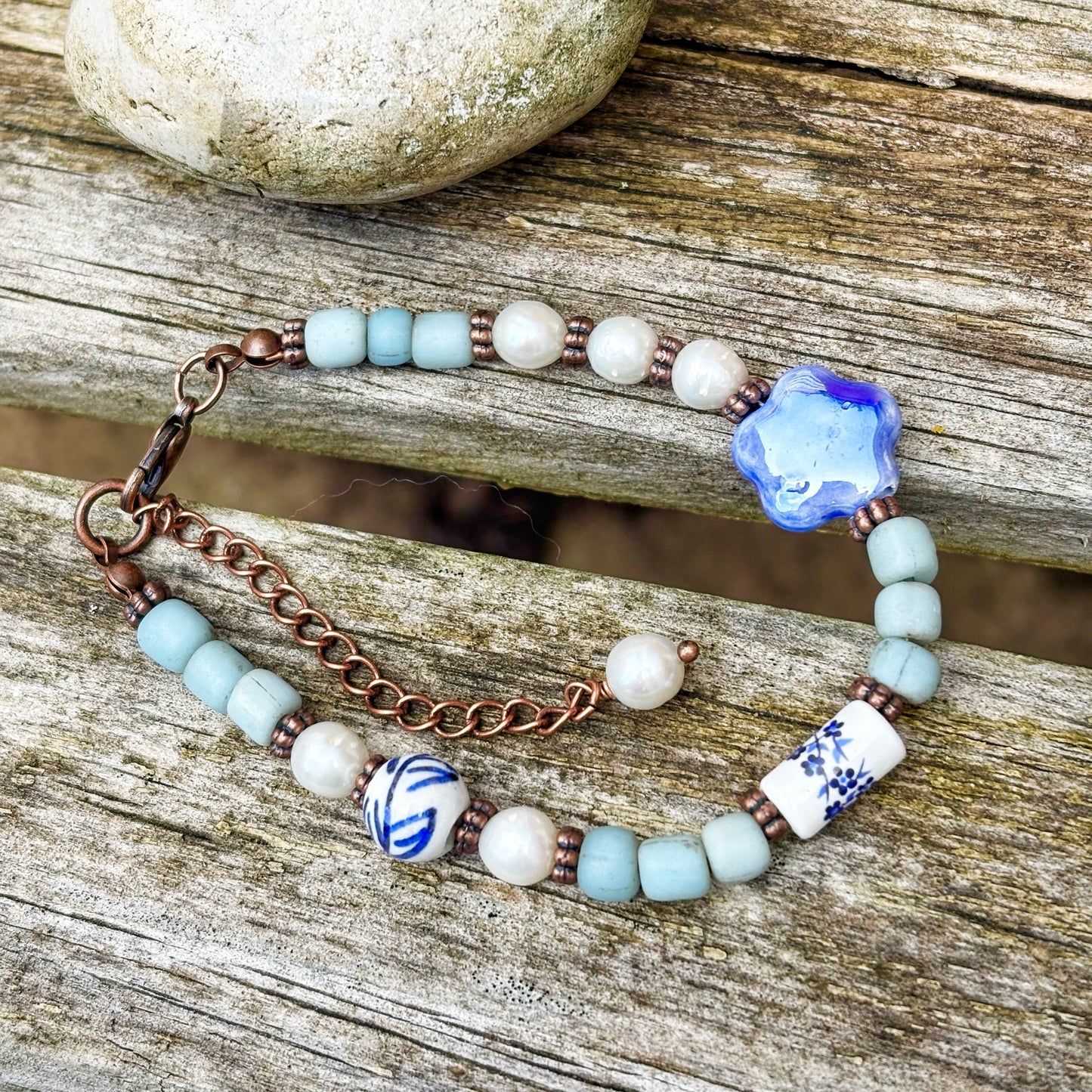 Blue Floral Bracelet