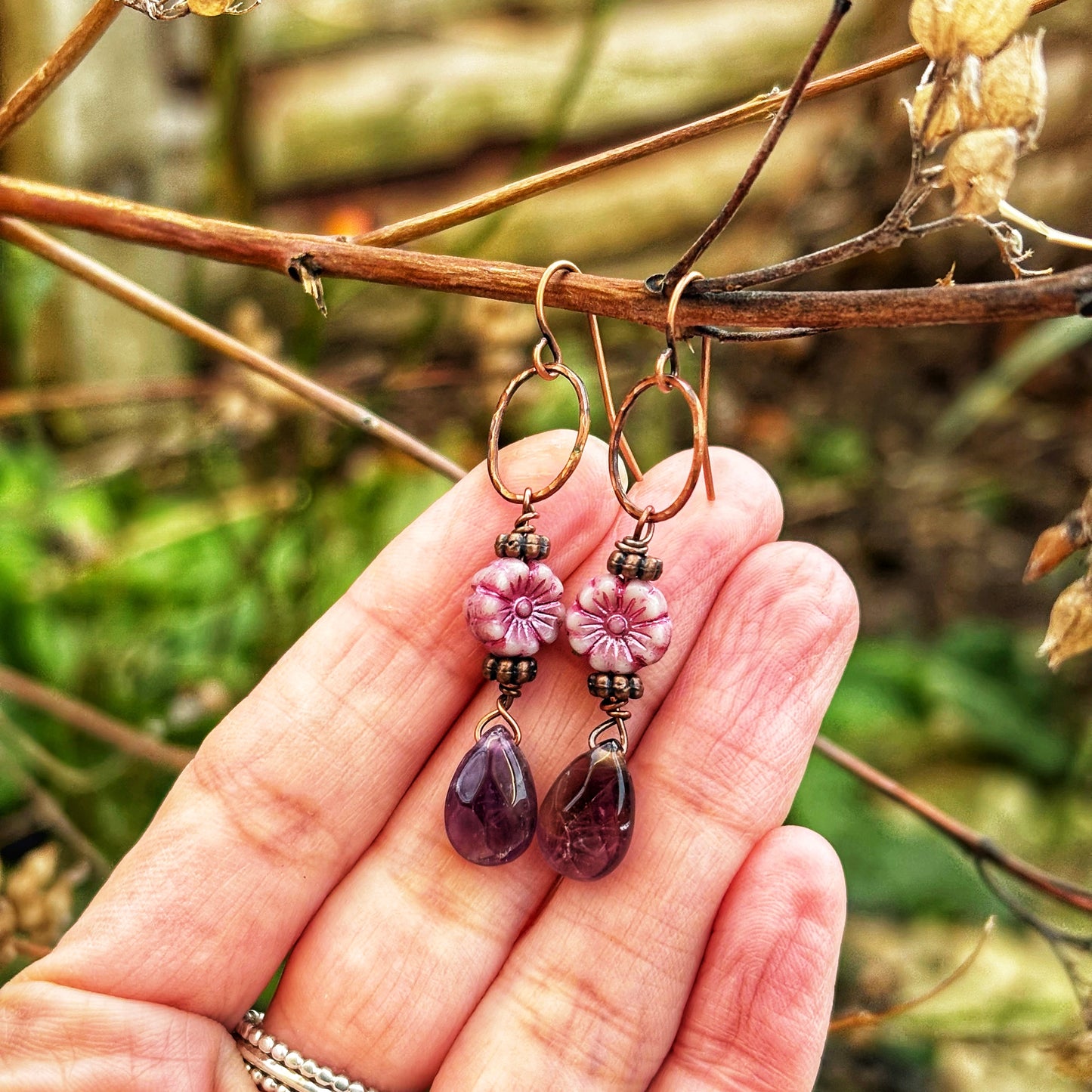 Amethyst Flower Earrings