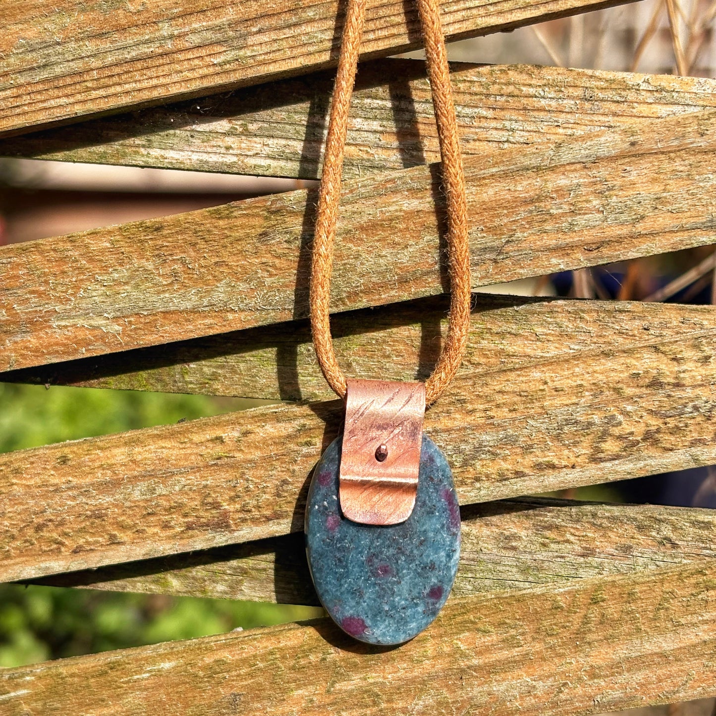 Rustic Ruby in Kyanite Necklace
