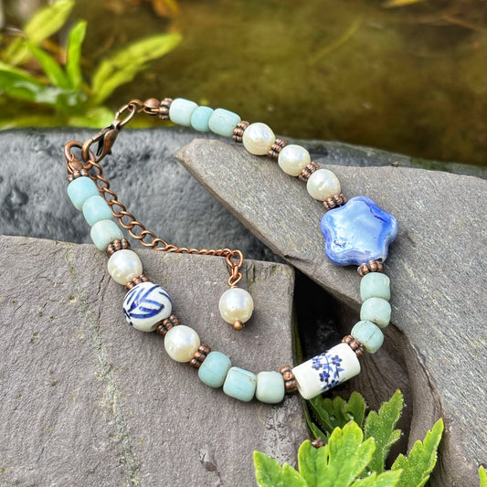 Blue Floral Bracelet