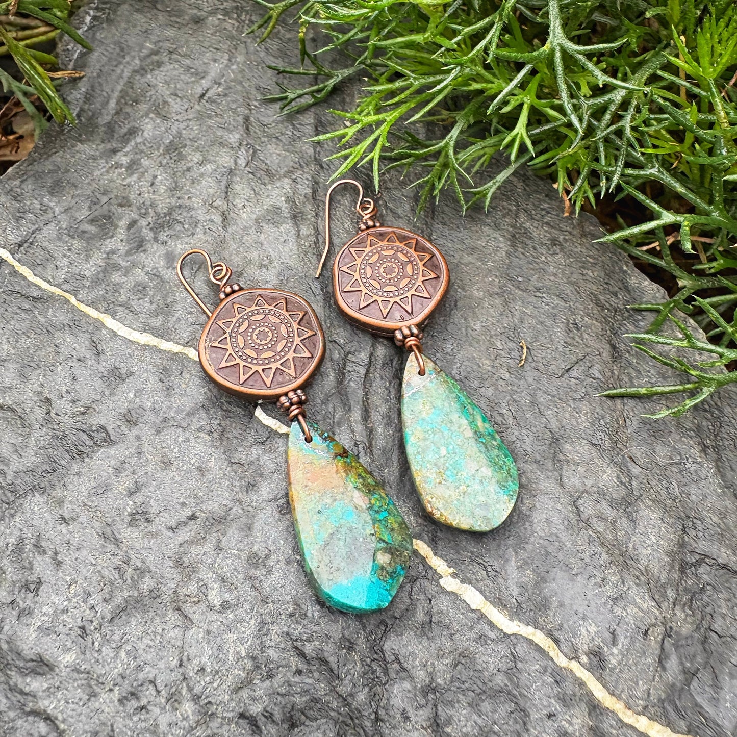 Chrysocolla Sun Earrings