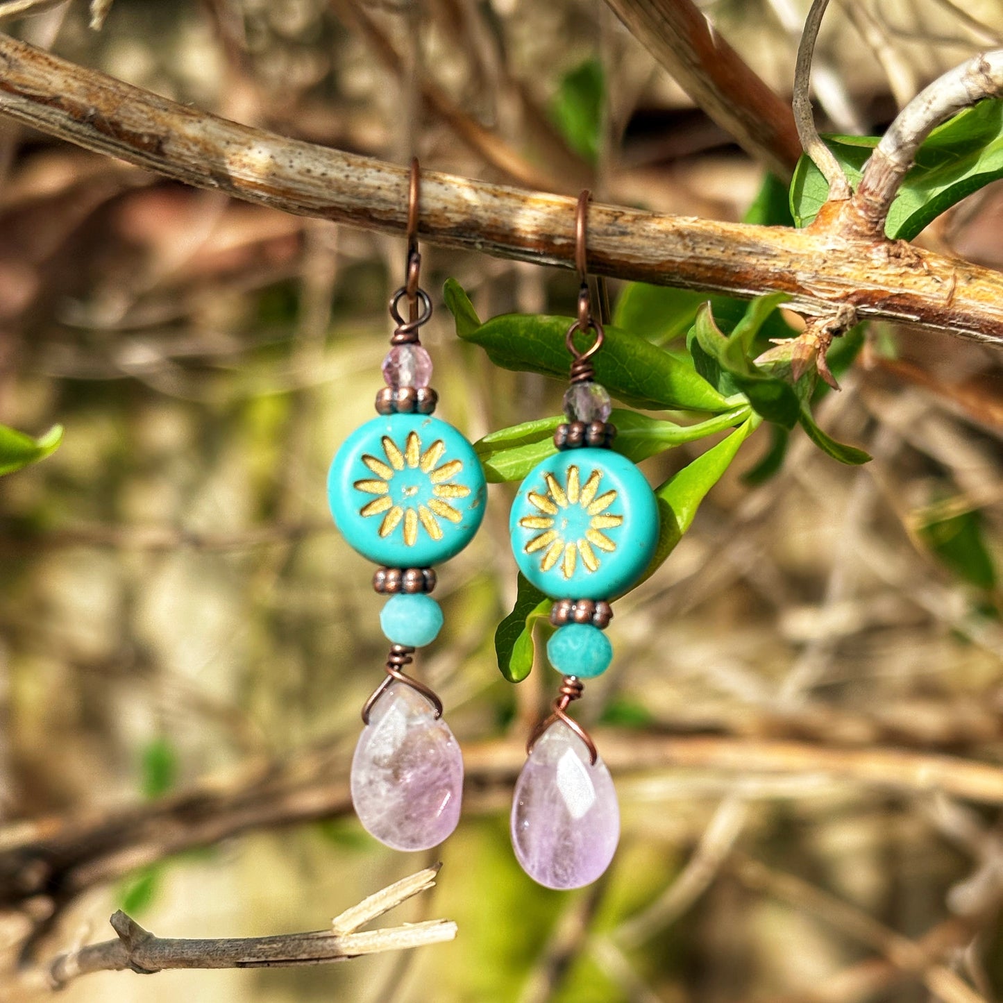 Lavender Sunburst Earrings