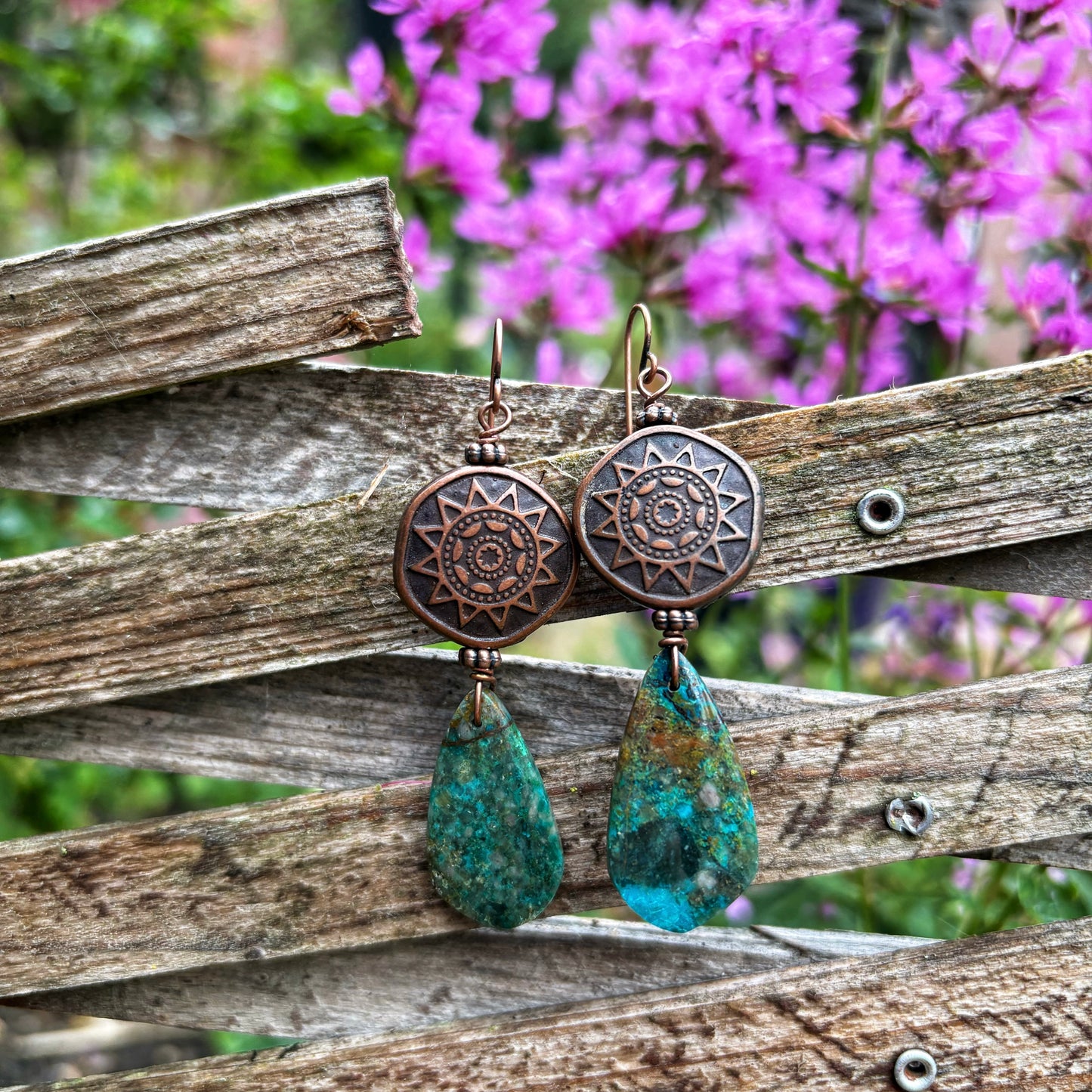 Chrysocolla Sun Earrings