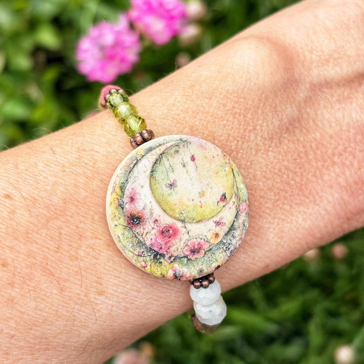 Moonstone Flower Moon Bracelet
