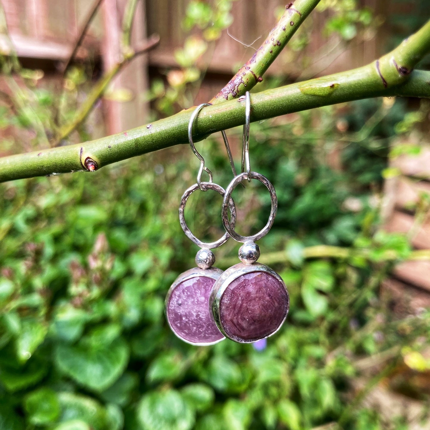 Bezel Set Pink Sapphire Earrings
