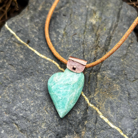 Rustic Amazonite Heart Necklace