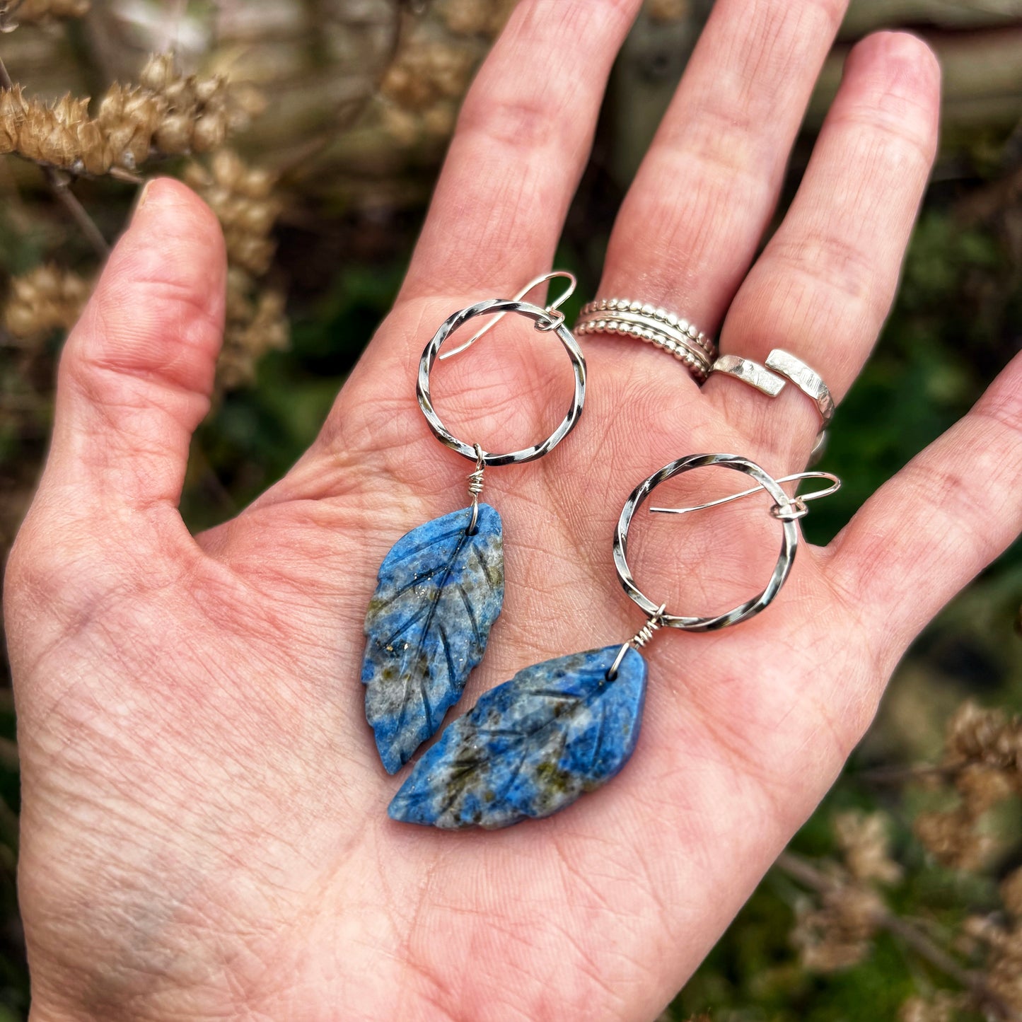Lapis Leaf Earrings