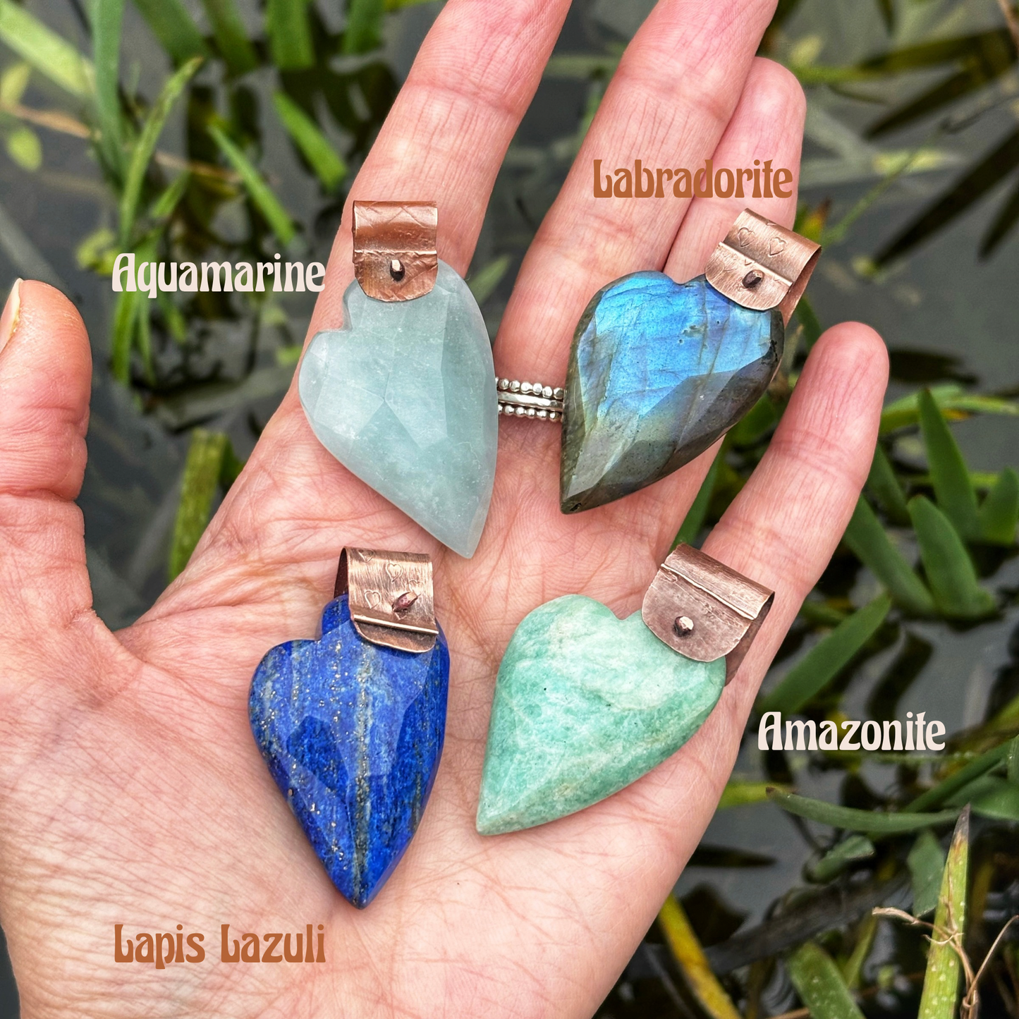 Gemstone Love Heart Necklaces