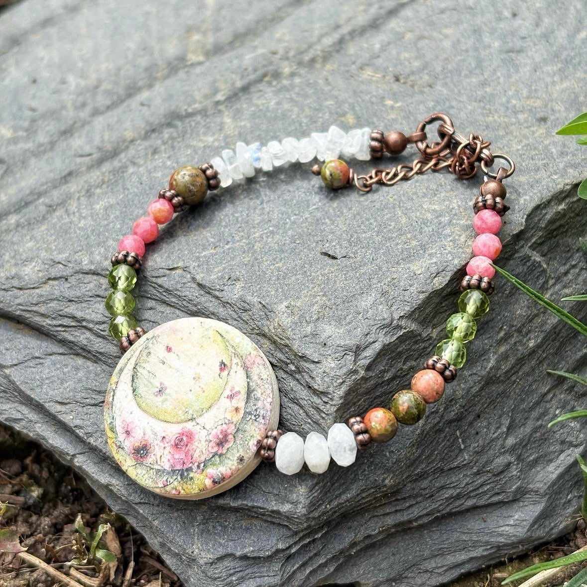 Moonstone Flower Moon Bracelet