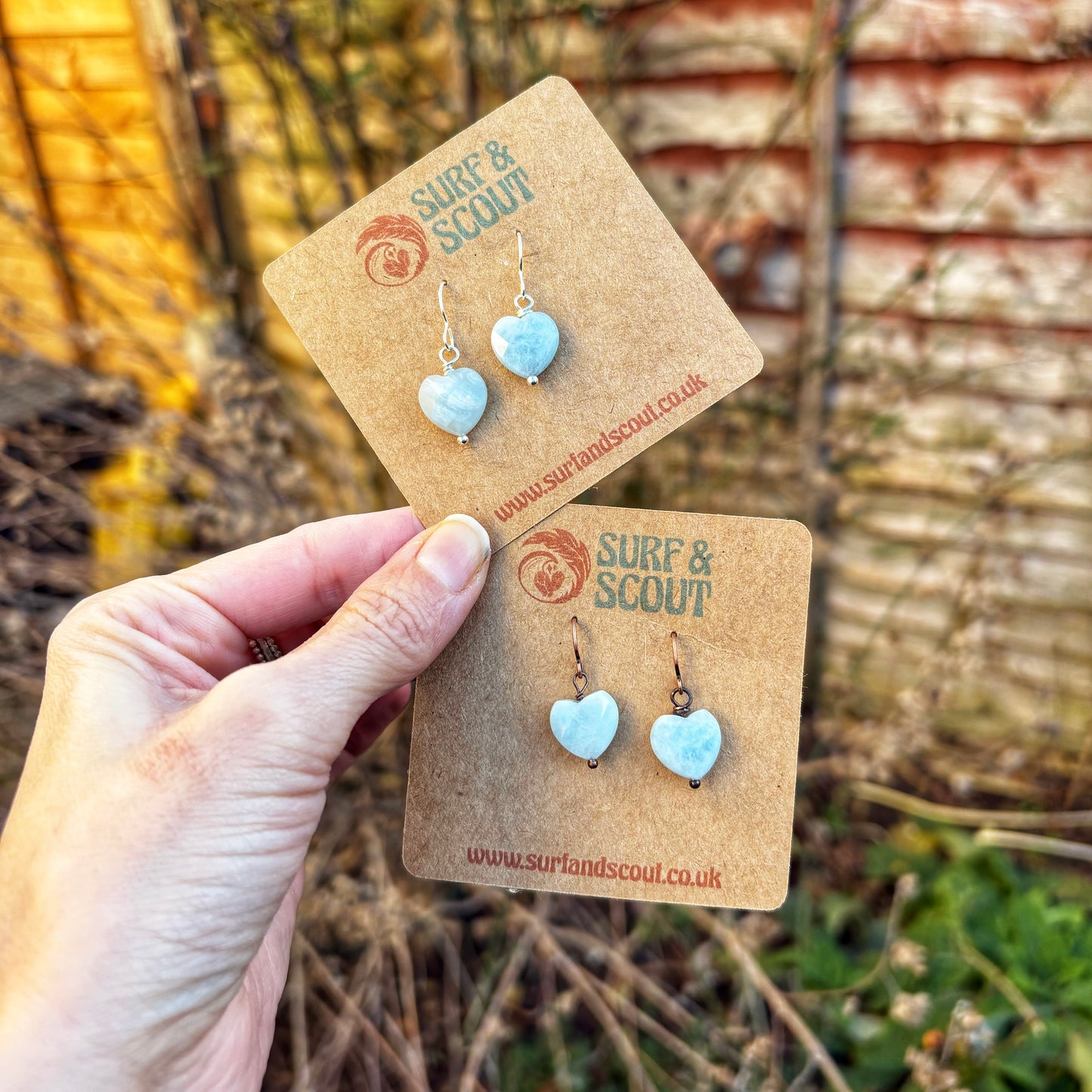 Aquamarine Heart Earrings