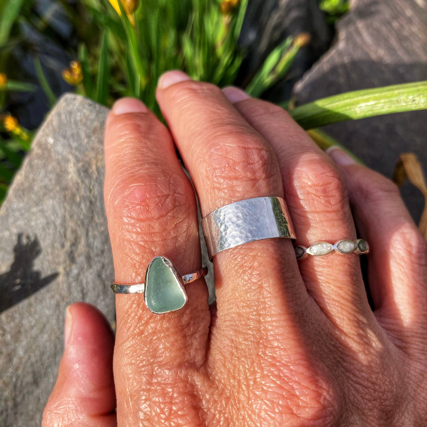 Aqua Blue Sea Glass Ring