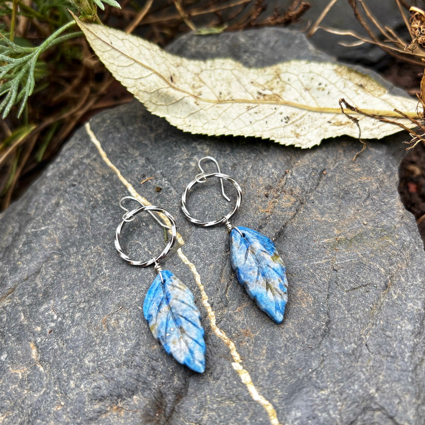 Lapis Leaf Earrings