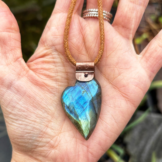Rustic Labradorite Heart Necklace