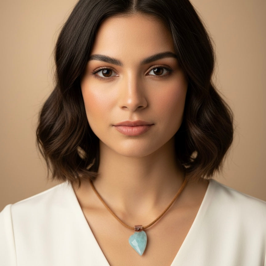 Rustic Aquamarine Heart Necklace