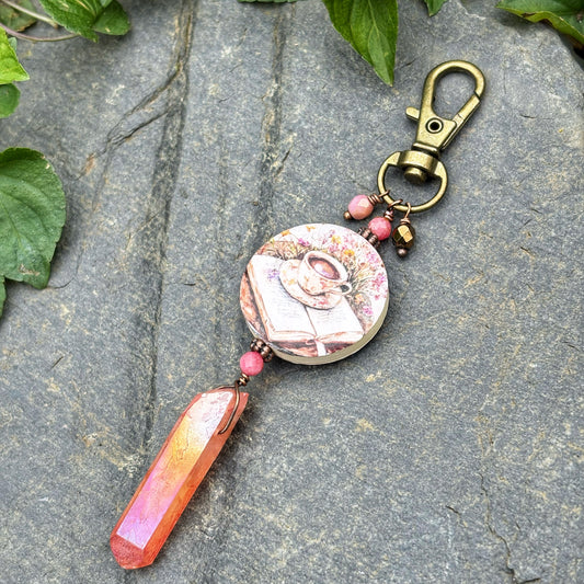 Pink Crystal Cottagecore Bag Charm