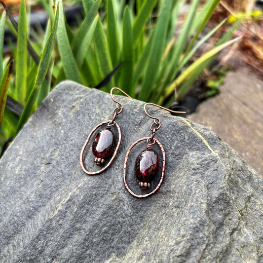 Copper Garnet Earrings